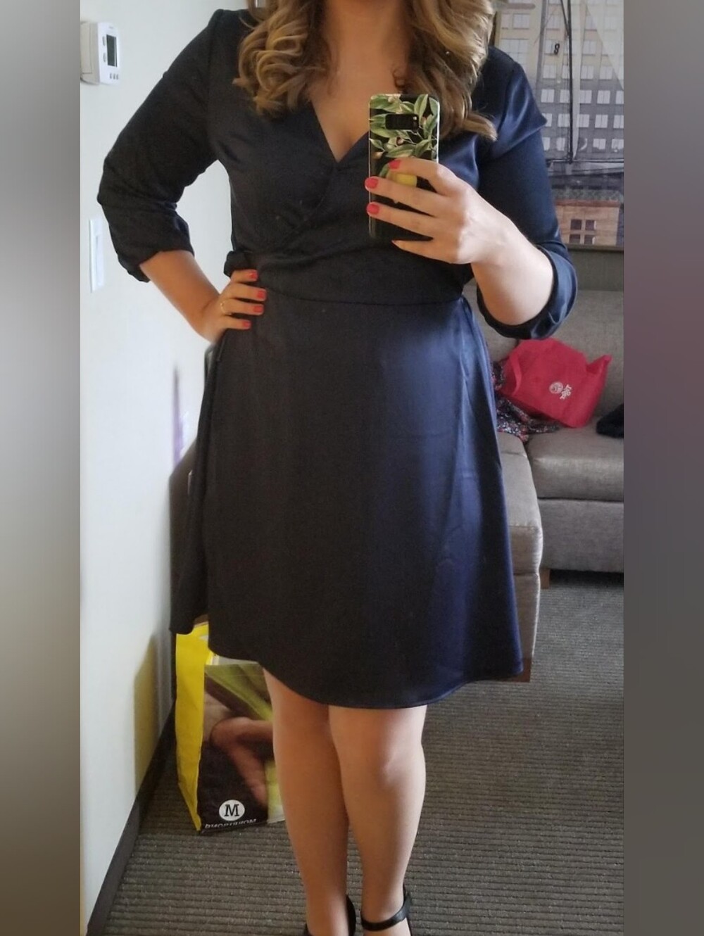 a new day Navy Wrap Midi Dress with V-Neck